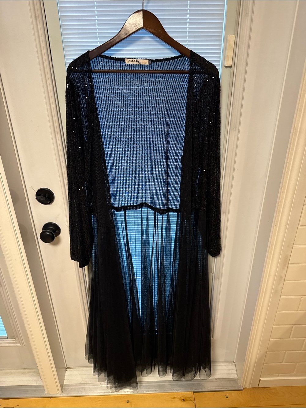 Black Sequin Mesh Tulle duster